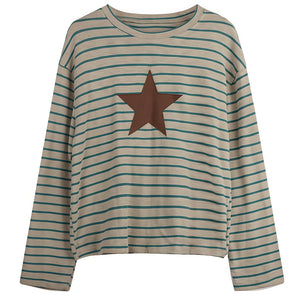 VILZSTUDIOS Striped long sleeve tee with star graphic design