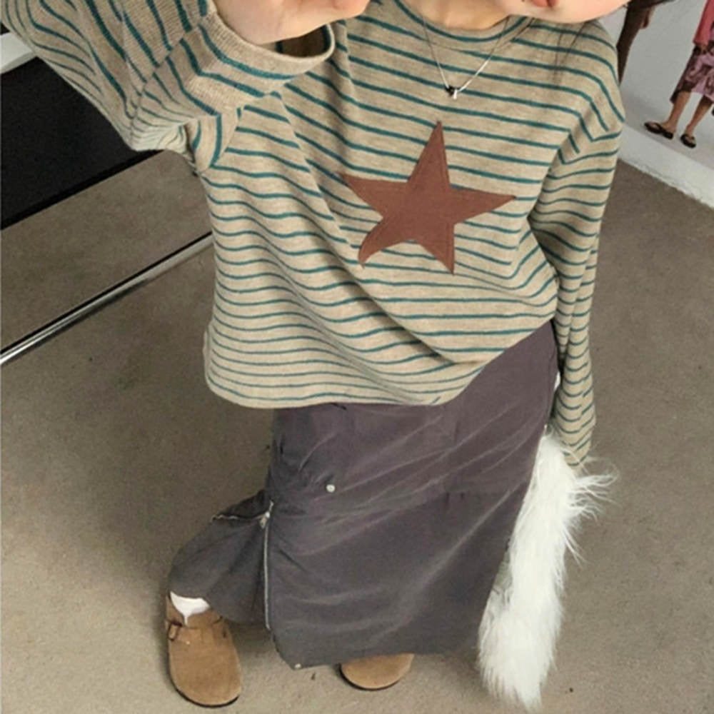 VILZSTUDIOS Striped long sleeve tee with star graphic design