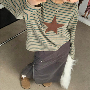 VILZSTUDIOS Striped long sleeve tee with star graphic design