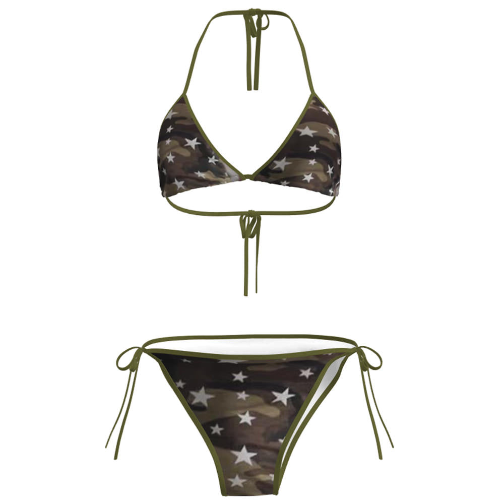 VILZSTUDIOS Y2K style camo bikini set with star pattern