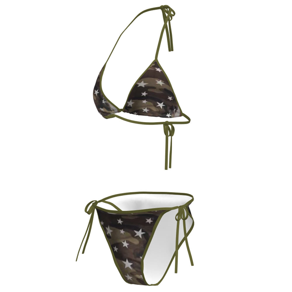 VILZSTUDIOS Y2K style camo bikini set with star pattern