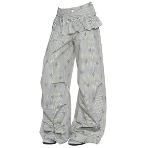 VILZSTUDIOS Fashionable parachute pants with star prints