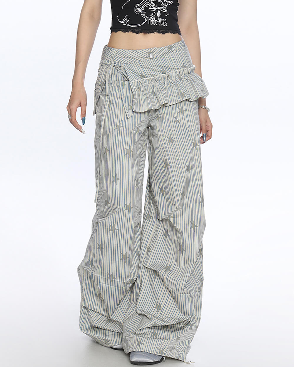VILZSTUDIOS Fashionable parachute pants with star prints