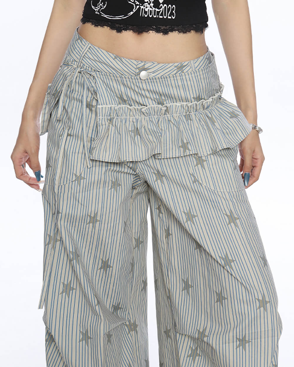 VILZSTUDIOS Fashionable parachute pants with star prints