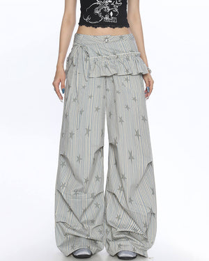 VILZSTUDIOS Fashionable parachute pants with star prints