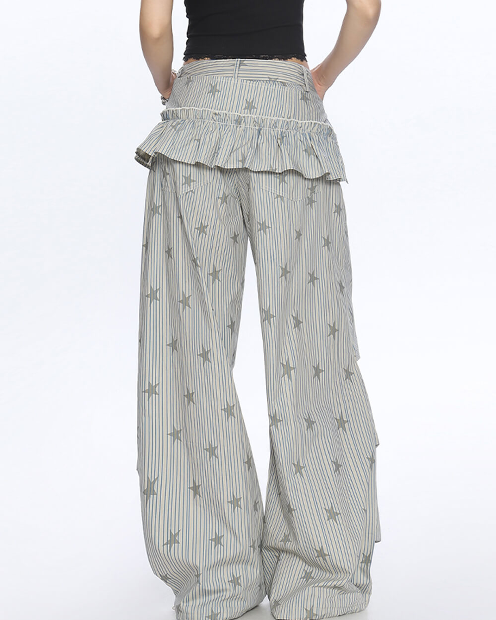 VILZSTUDIOS Fashionable parachute pants with star prints
