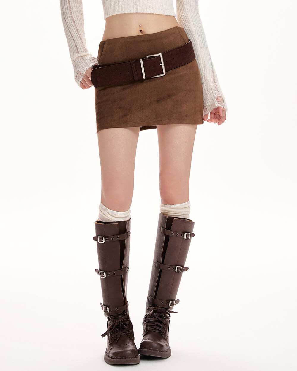 VILZSTUDIOS Y2K suede buckled mini skirt