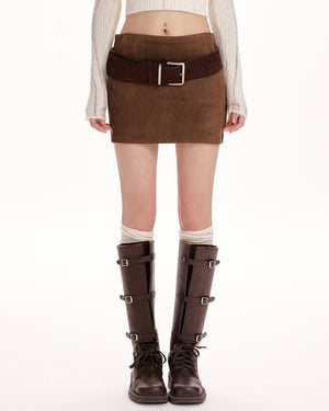 VILZSTUDIOS Y2K suede buckled mini skirt