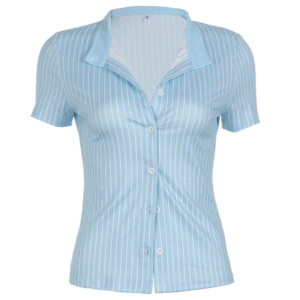 VILZSTUDIOS Y2K vertical stripe tailored shirt