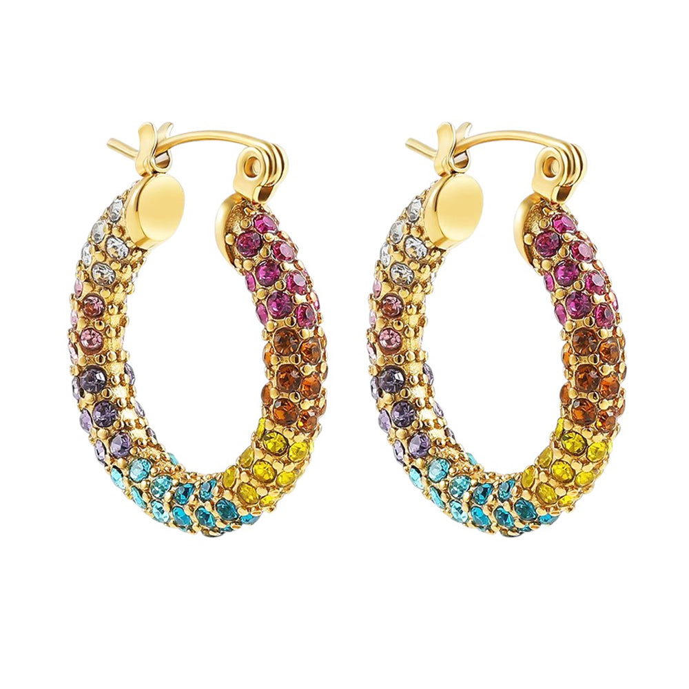 VILZSTUDIOS Colorful hoop earrings with rainbow crystals