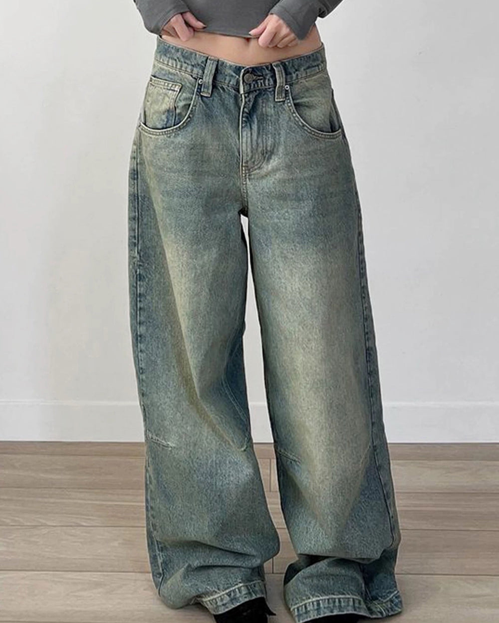 VILZSTUDIOS Y2K washed wide-leg jeans for streetwear fashion