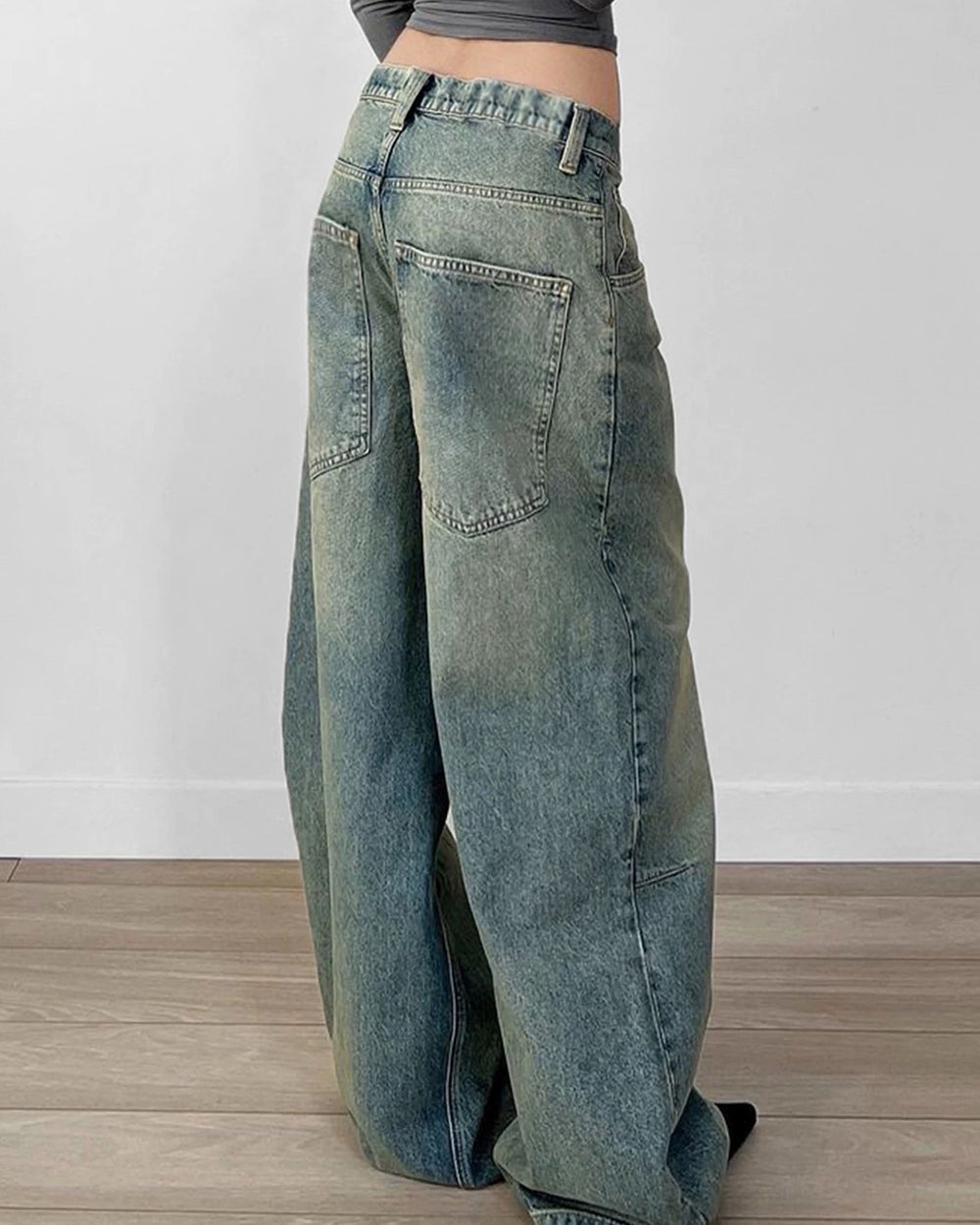 VILZSTUDIOS Y2K washed wide-leg jeans for streetwear fashion