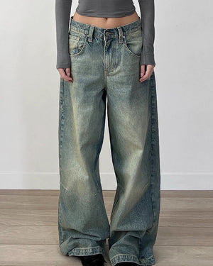VILZSTUDIOS Y2K washed wide-leg jeans for streetwear fashion