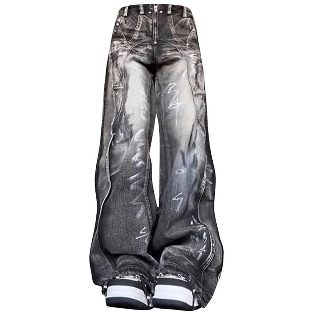 VILZSTUDIOS Wide-leg cargo denim jeans with a washed effect