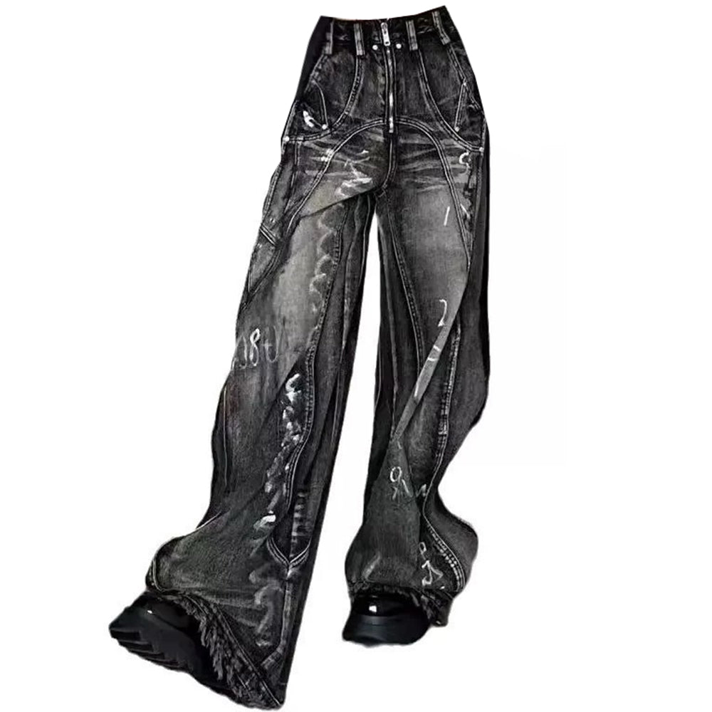 VILZSTUDIOS Wide-leg cargo denim jeans with a washed effect