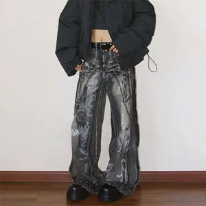 VILZSTUDIOS Wide-leg cargo denim jeans with a washed effect