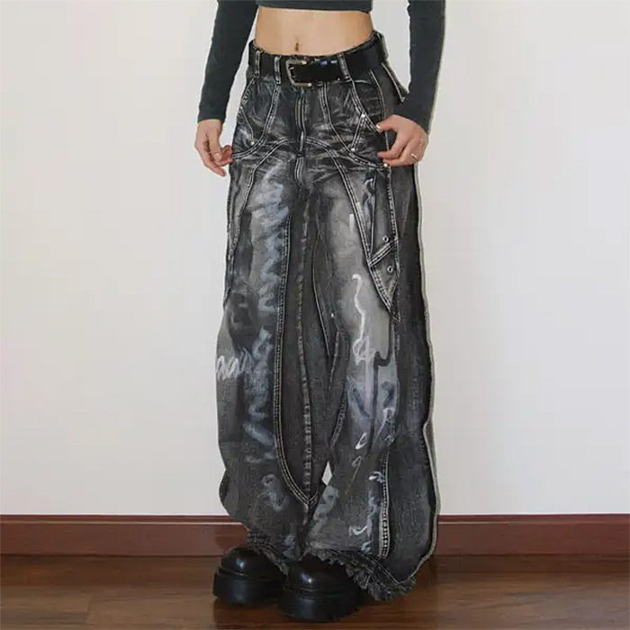 VILZSTUDIOS Wide-leg cargo denim jeans with a washed effect