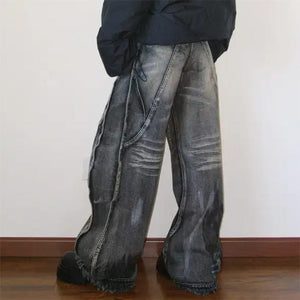 VILZSTUDIOS Wide-leg cargo denim jeans with a washed effect