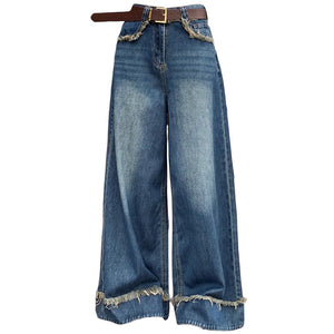 VILZSTUDIOS Wide-leg jeans with frayed hems and distressed details