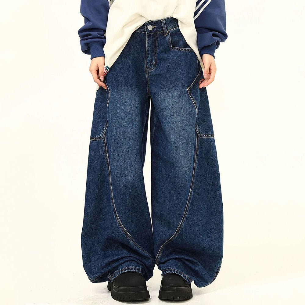 VILZSTUDIOS Y2K Wide Leg Textured Jeans product image