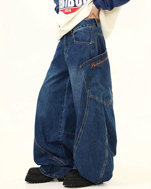 VILZSTUDIOS Y2K Wide Leg Textured Jeans product image