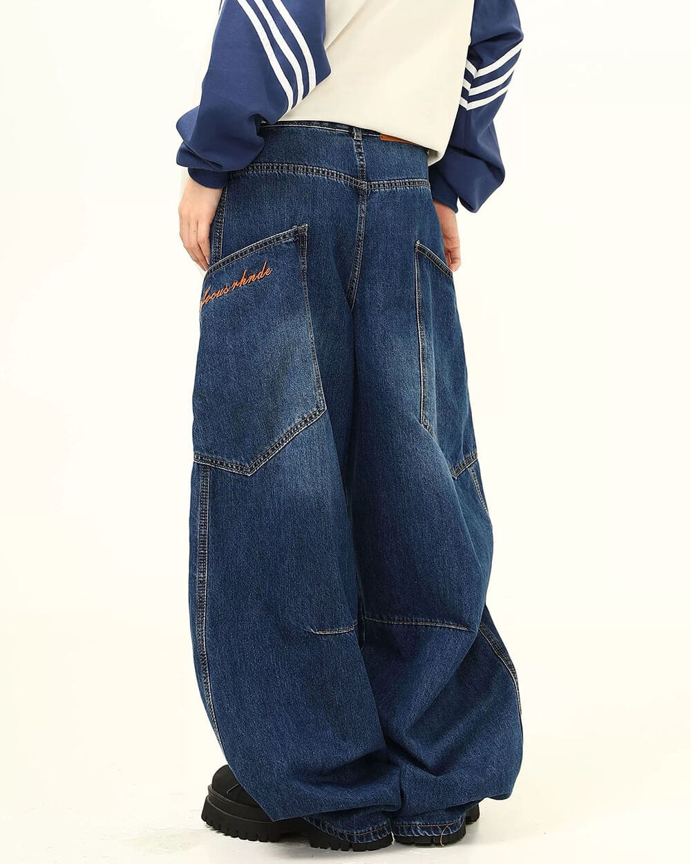 VILZSTUDIOS Y2K Wide Leg Textured Jeans product image