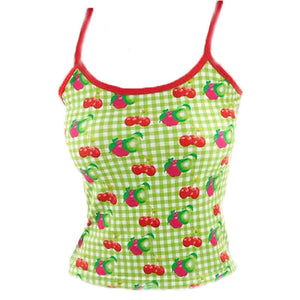 VILZSTUDIOS Youthful cherry print gingham crop top
